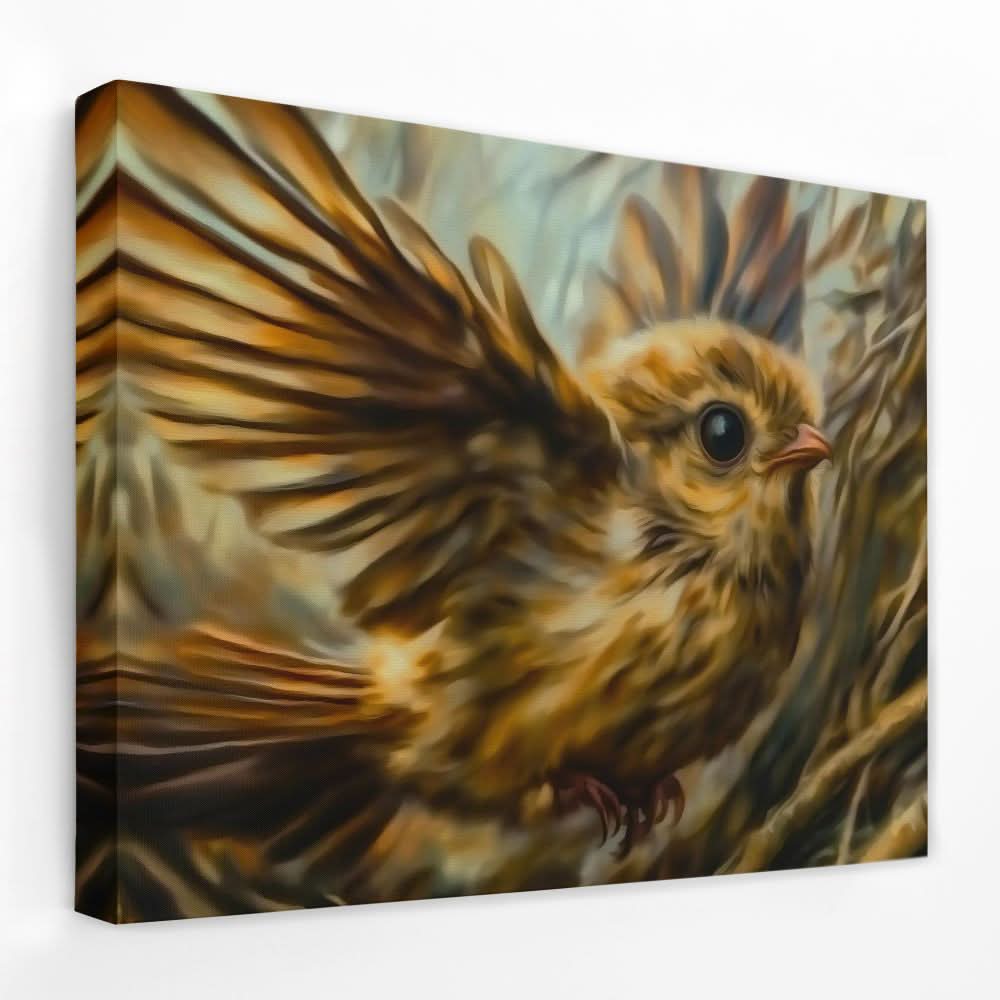 Wild Sparrow Flight - Animals Canvas Wall Art