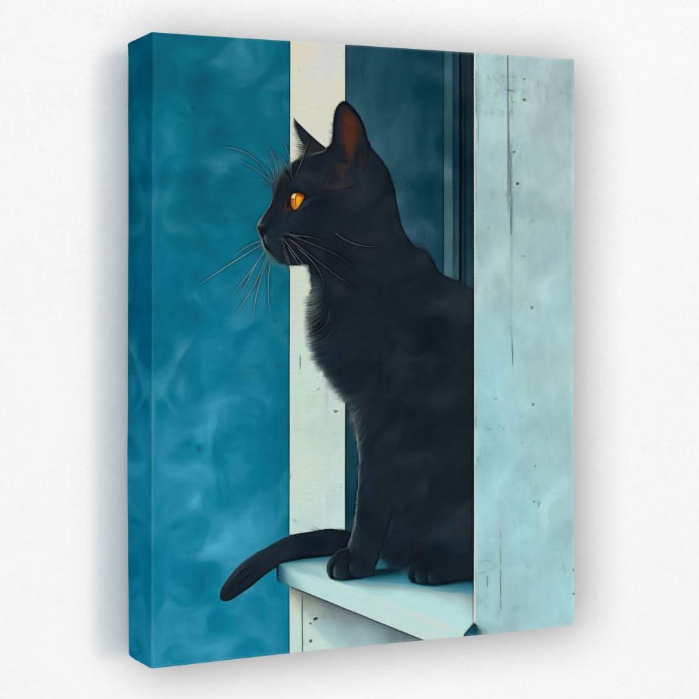 Windowsill Cat - Animals Canvas Wall Art