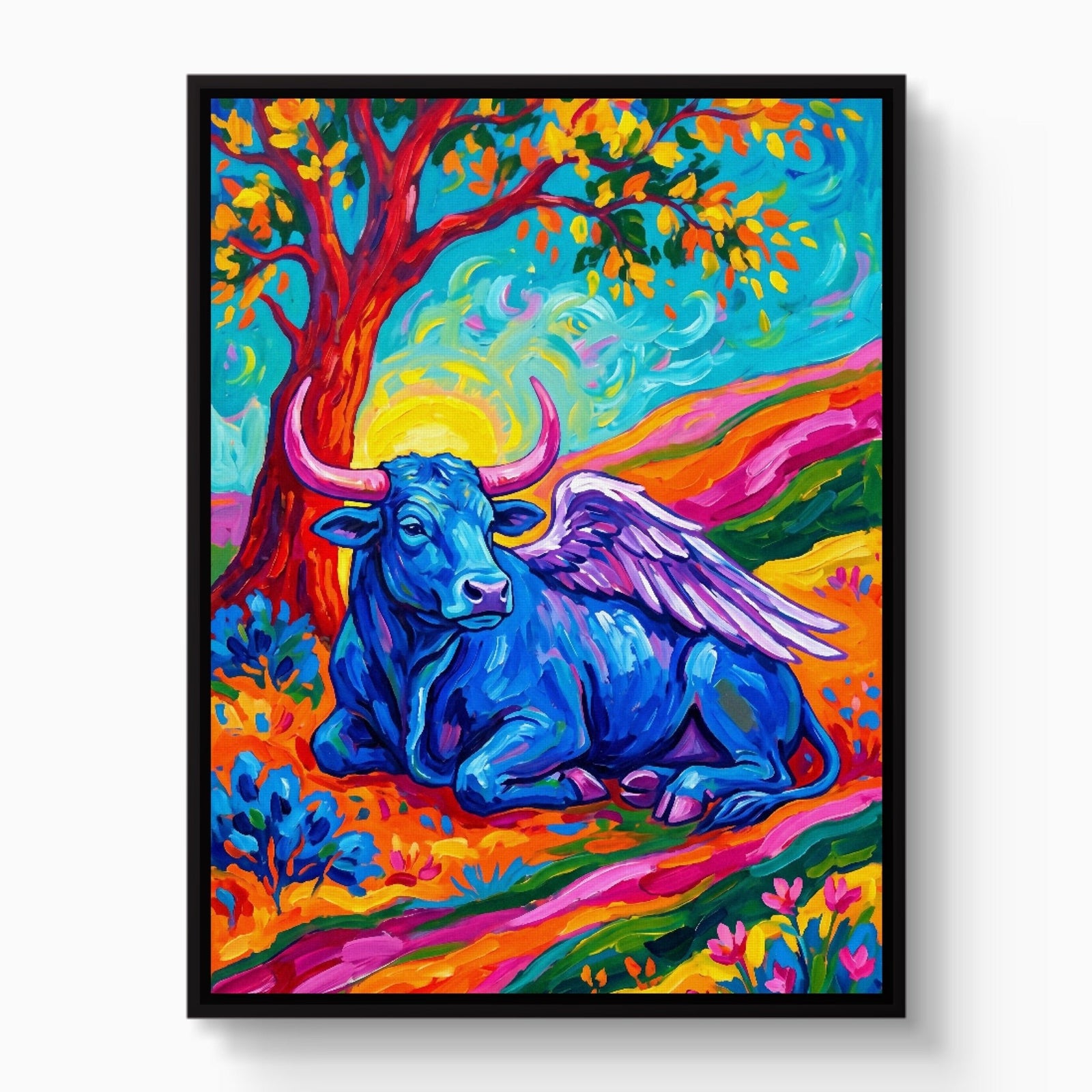 Winged Blue Cow - Luxury Wall Art