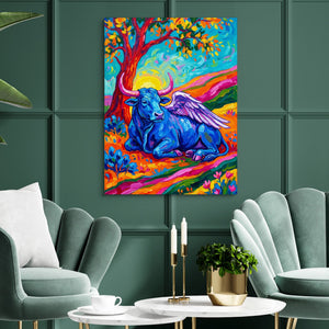 Winged Blue Cow - Luxury Wall Art