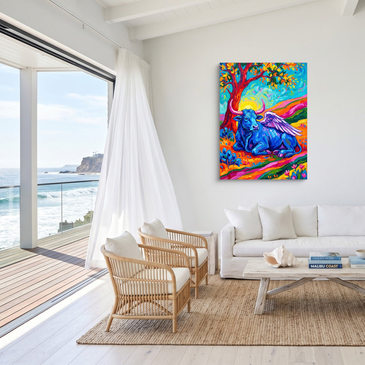 Winged Blue Cow - Luxury Wall Art