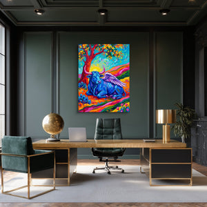 Winged Blue Cow - Luxury Wall Art