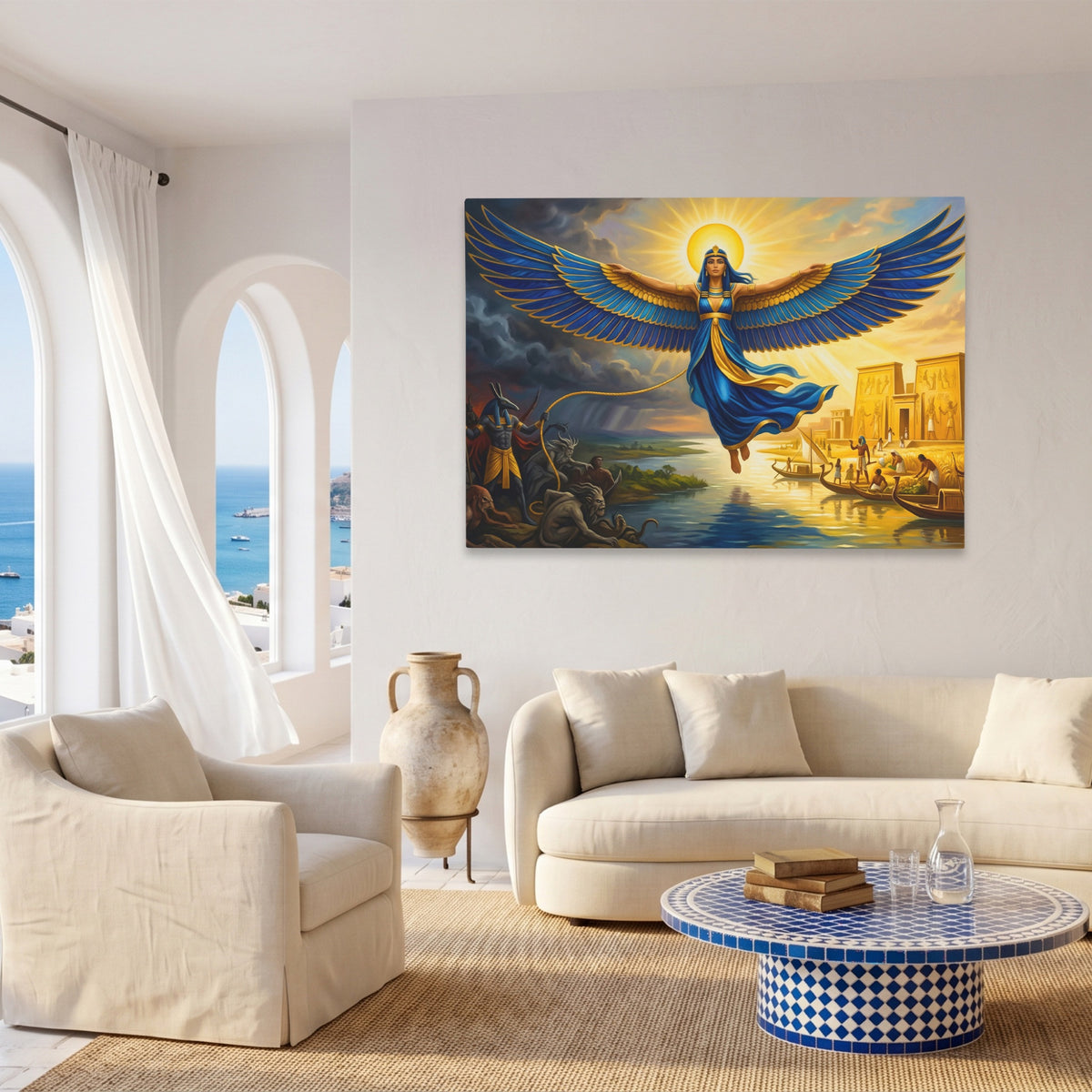 Winged Deity Egyptian Sky — Winged Deity Egyptian Sky Coast Living Room Land 55