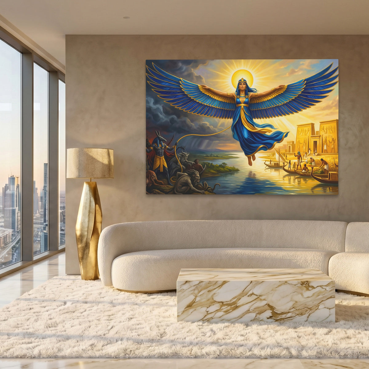 Winged Deity Egyptian Sky — Winged Deity Egyptian Sky White Gold Lux Land 245