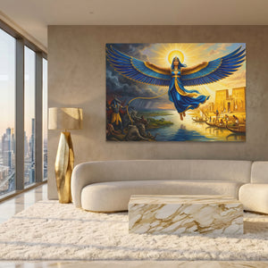 Winged Deity Egyptian Sky — Winged Deity Egyptian Sky White Gold Lux Land 245