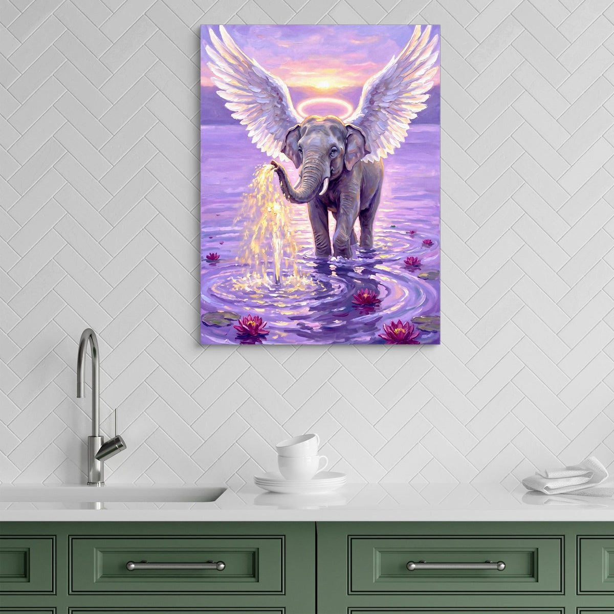 Winged Elephant Ascent - Luxury Wall Art