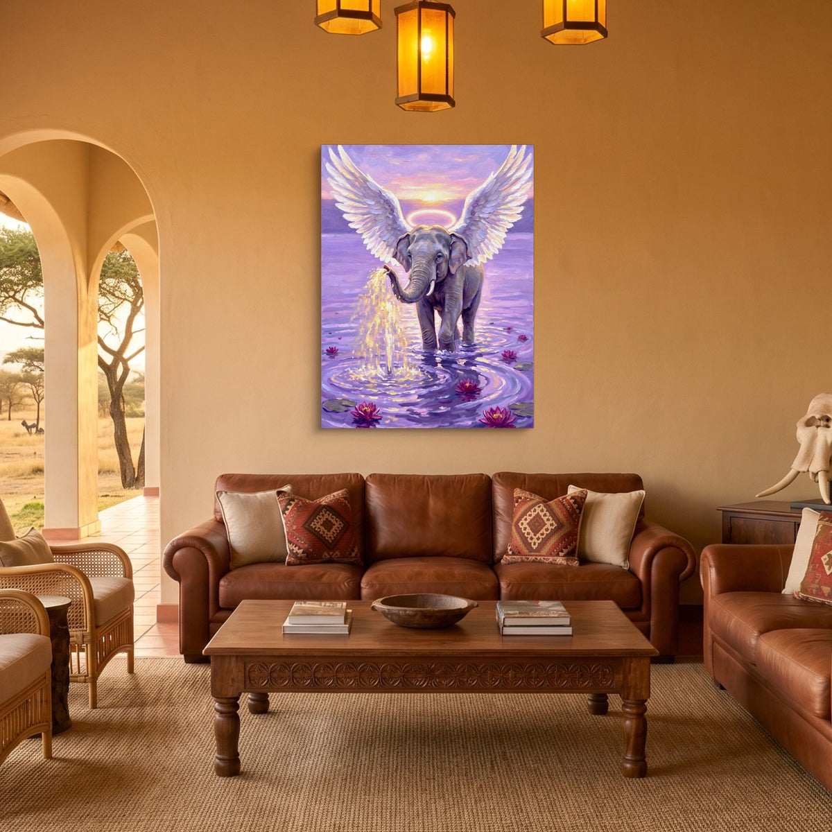 Winged Elephant Ascent — winged elephant ascent sq safari house 1port flush print