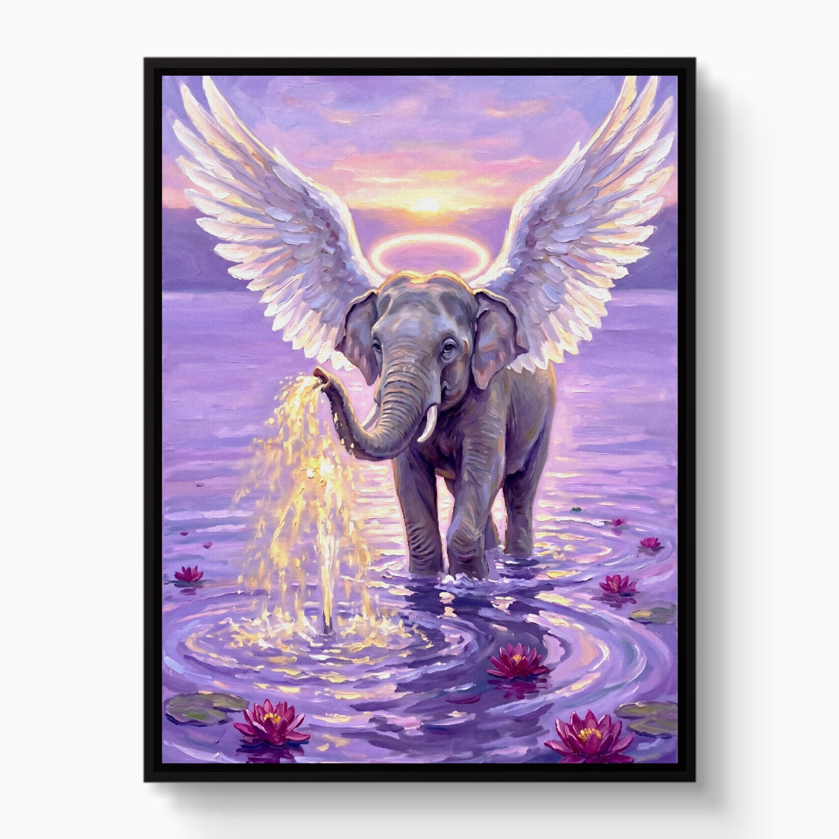 Winged Elephant Ascent — winged elephant ascent white studio framed black