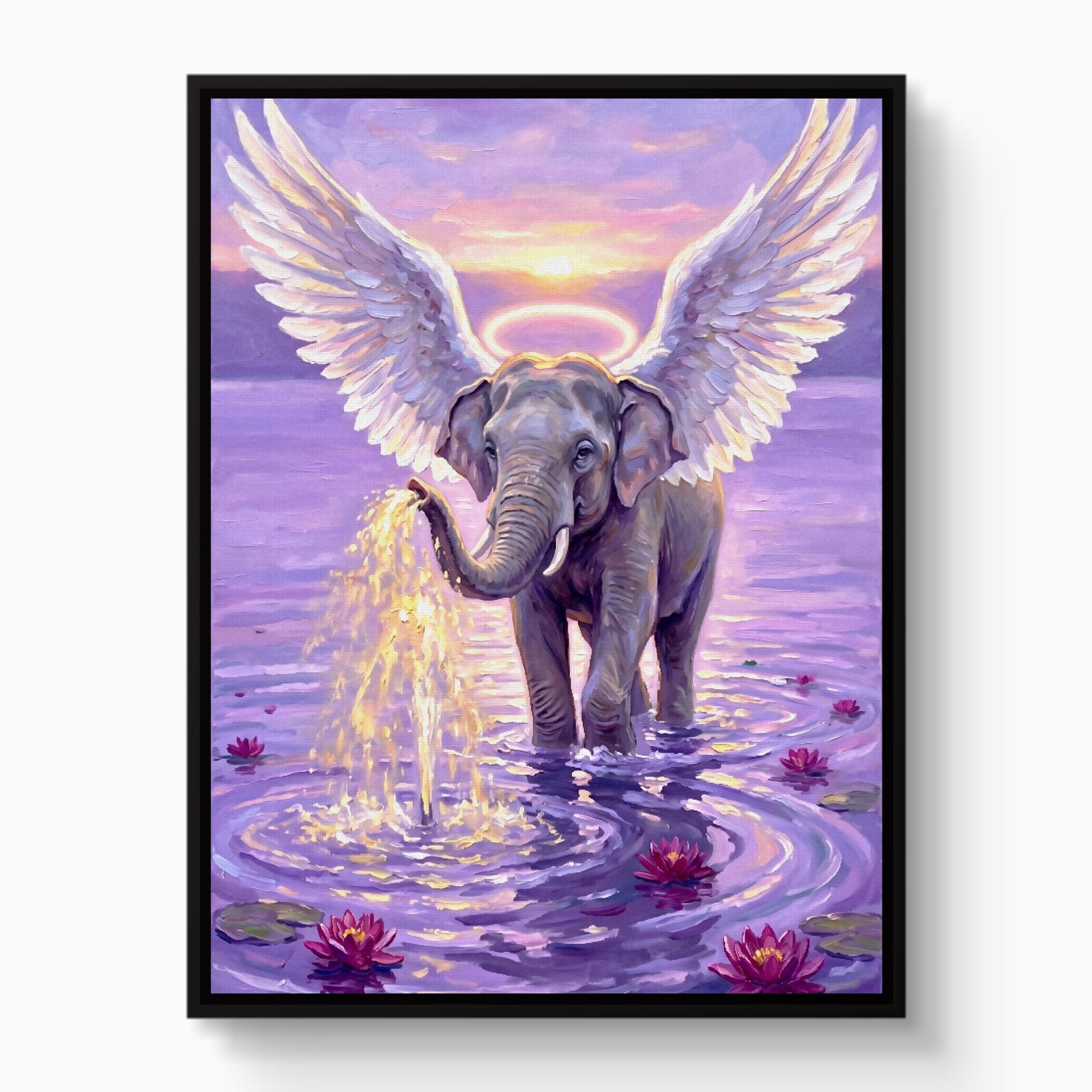 Winged Elephant Ascent — winged elephant ascent white studio framed black