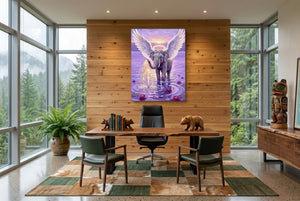 Winged Elephant Ascent — winged elephant ascent office with wooden desk 1port flush print