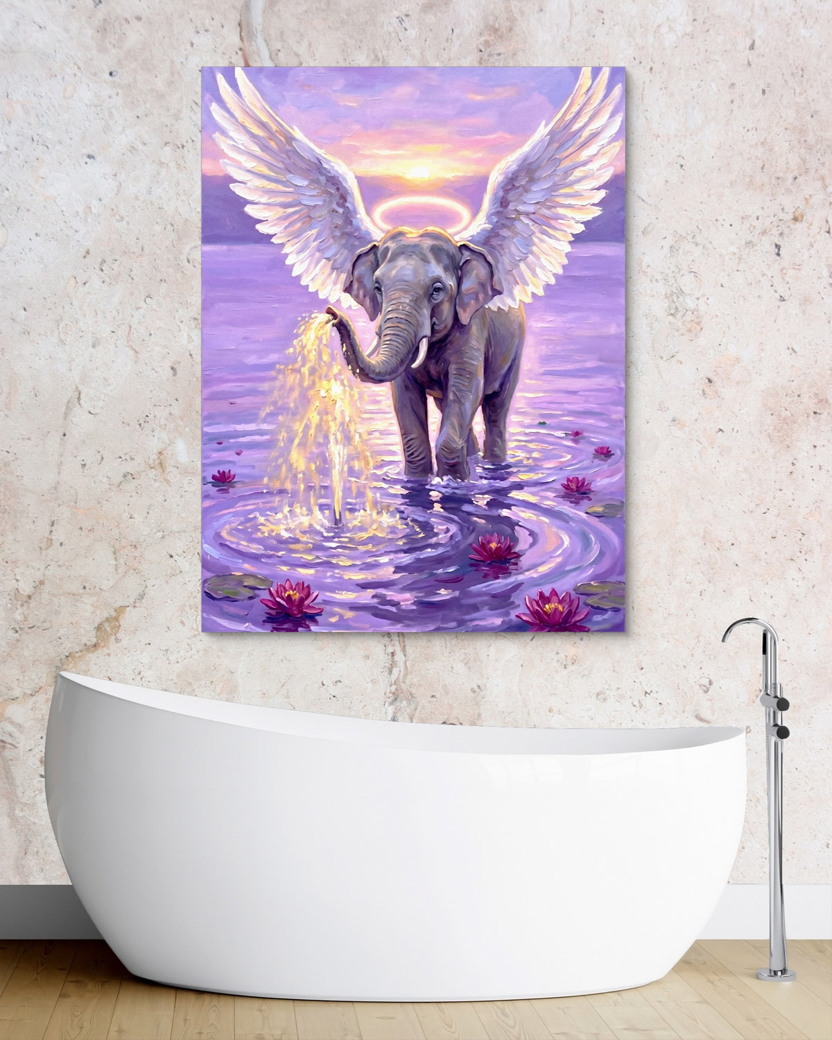Winged Elephant Ascent — winged elephant ascent psd granite bathroom 1port flush print