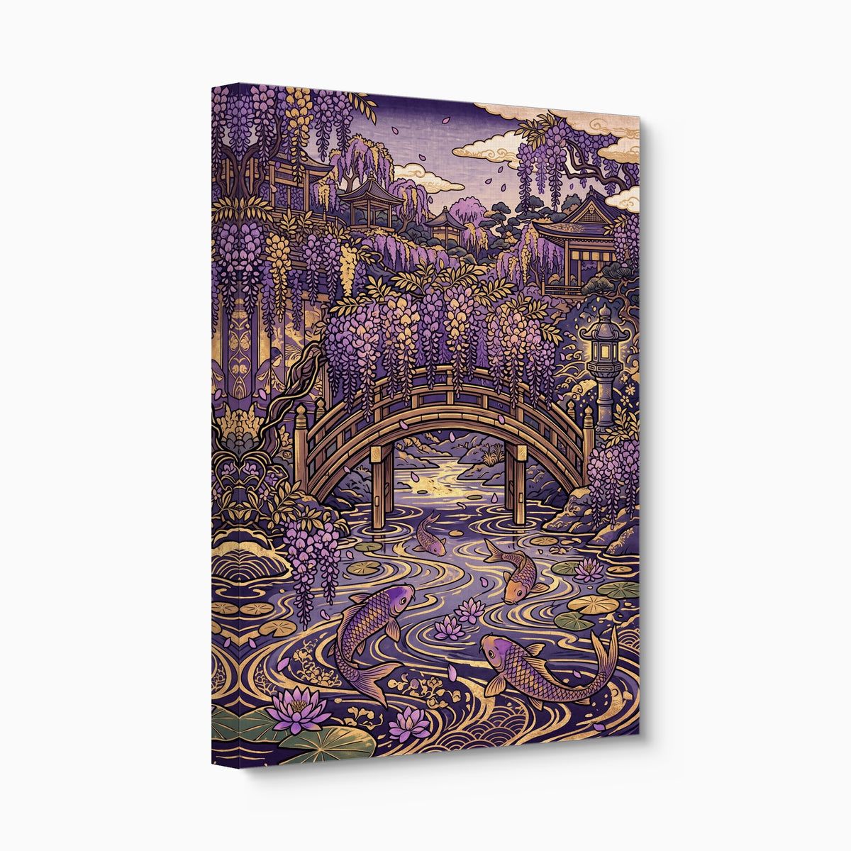 Wisteria Garden Bridge — wisteria garden bridge angled flush print