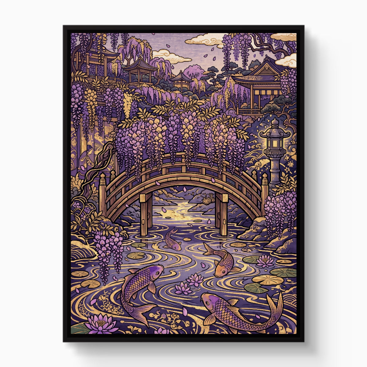 Wisteria Garden Bridge — wisteria garden bridge white studio framed black