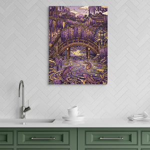 Wisteria Garden Bridge — wisteria garden bridge sq green kitchen 1port flush print