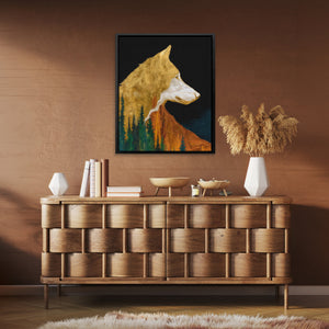Wolf Amber Contemplation - Luxury Wall Art