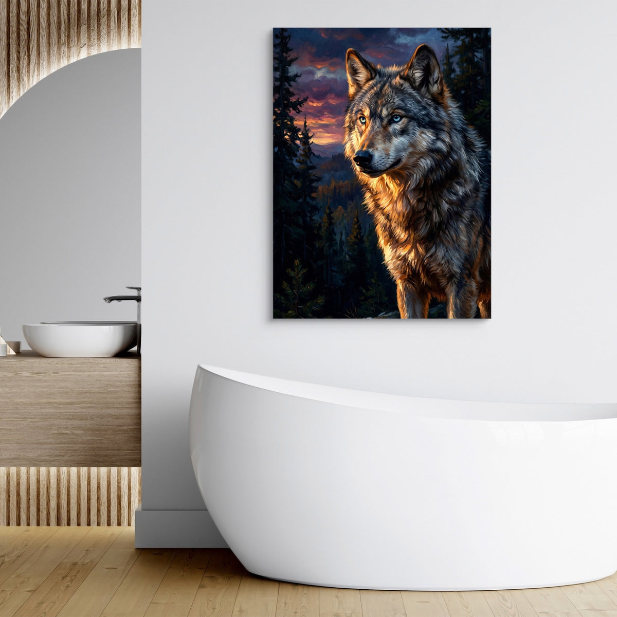 Wolf at Twilight — wolf at twilight sq bathroom hotel 1port flush print