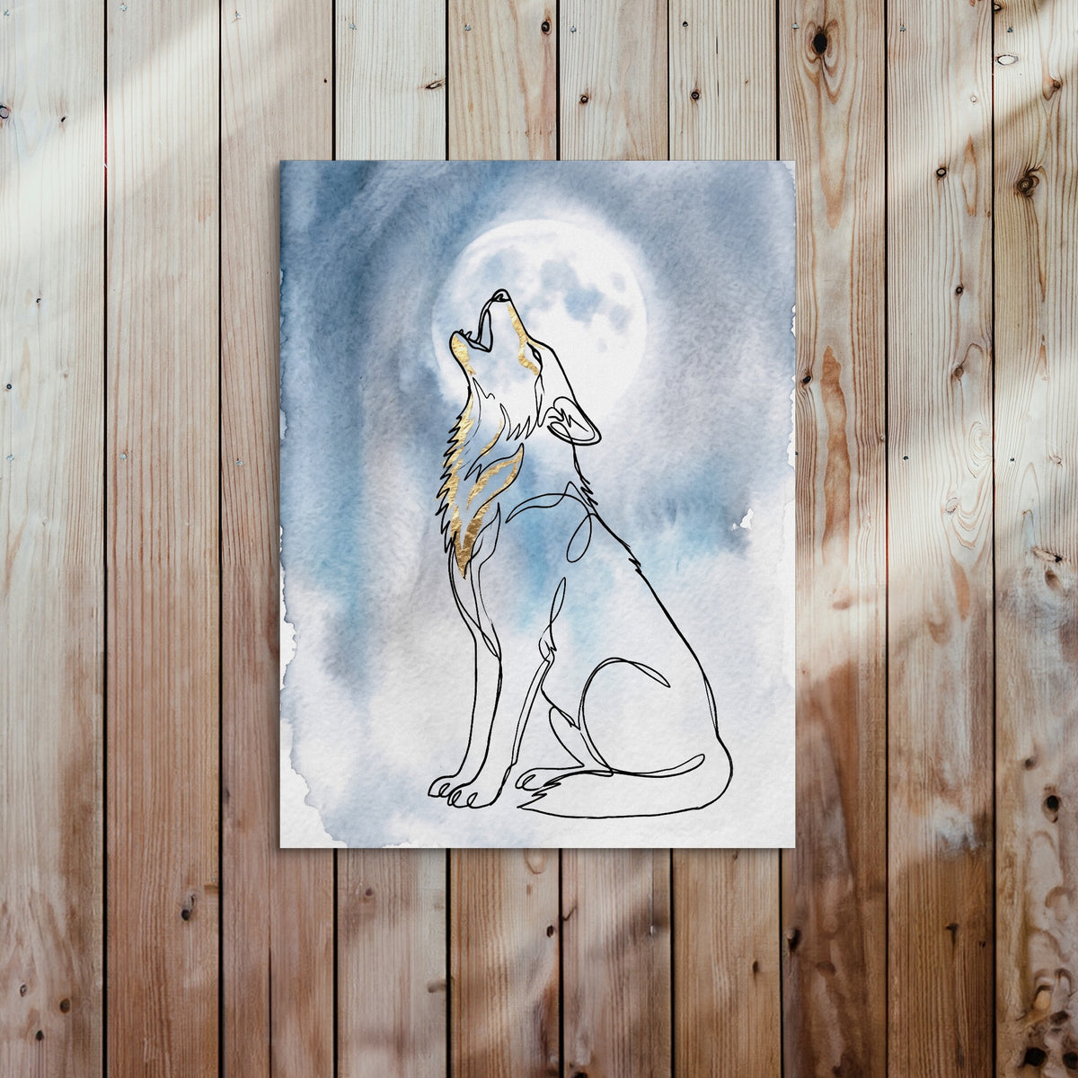 Wolf Howling Moon — wolf howling moon sq bed 2 wood panel 1port flush print