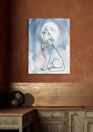 Wolf Howling Moon — wolf howling moon sq brown luxe 1port flush print