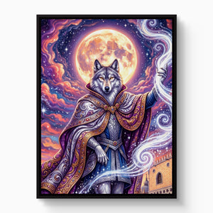 Wolf Moon Weaver — wolf moon weaver white studio framed black
