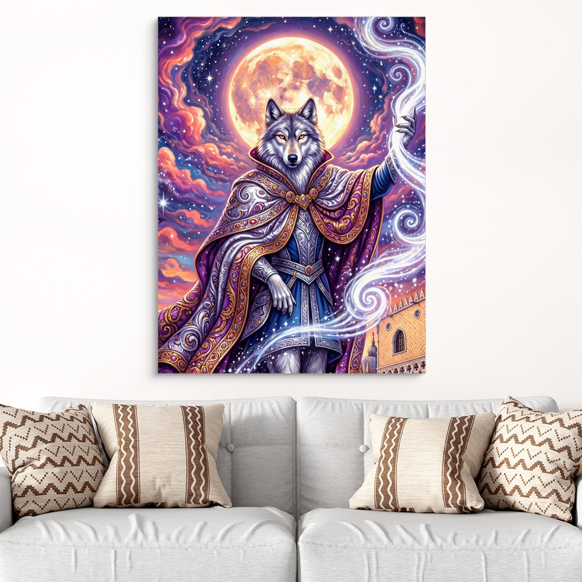 Wolf Moon Weaver — wolf moon weaver sq white groovy couch close 1port flush print
