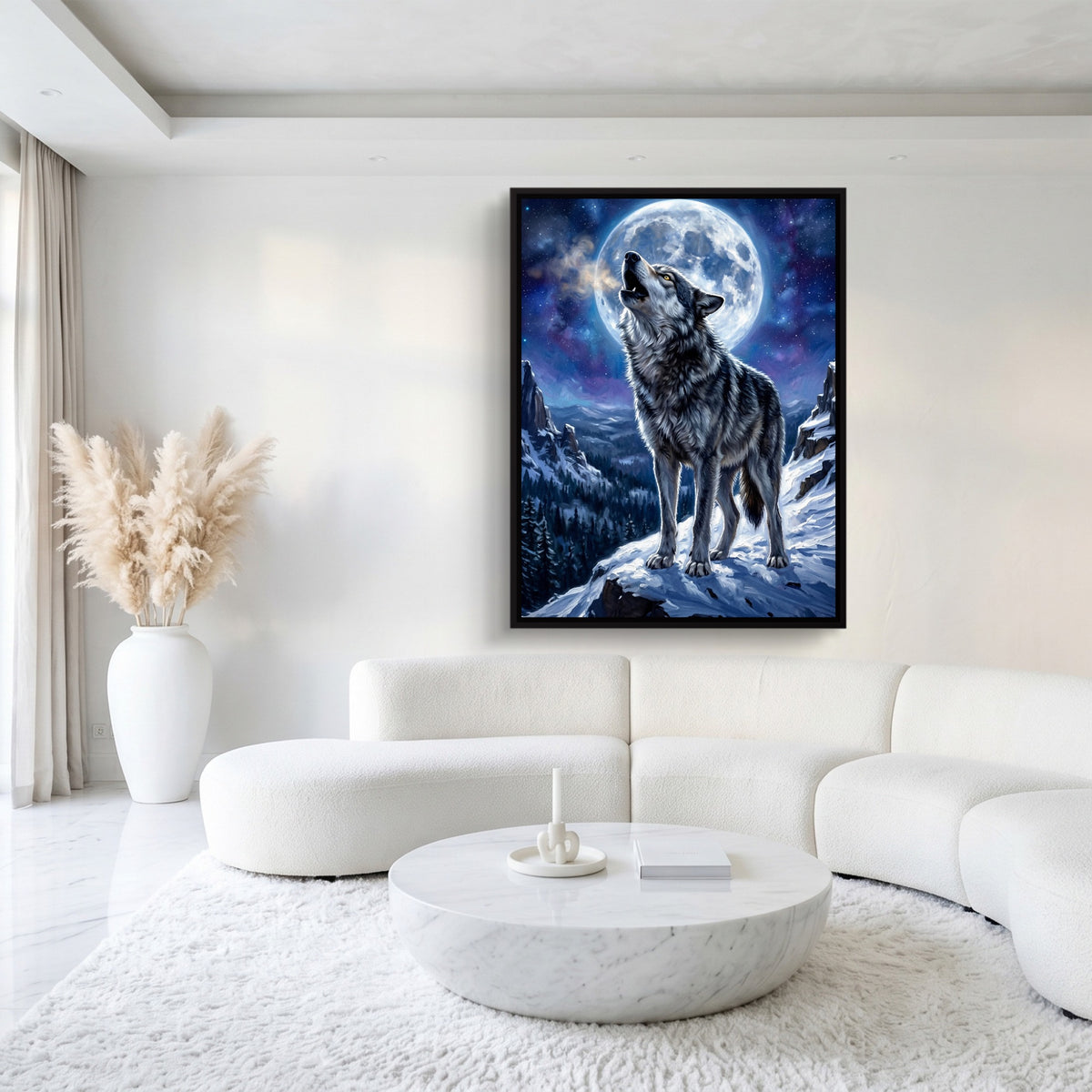 Wolf on Winter Ridge — wolf on winter ridge sq white luxury 1port framed black