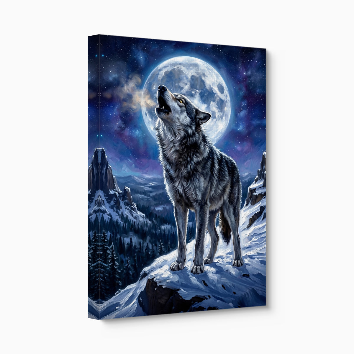 Wolf on Winter Ridge — wolf on winter ridge angled flush print