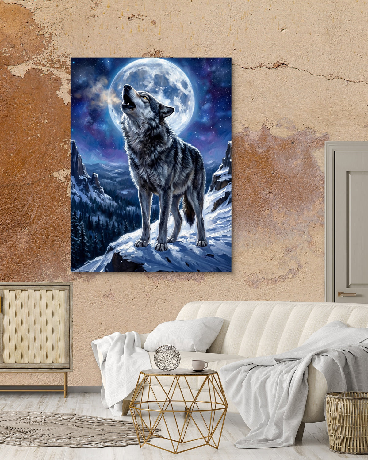 Wolf on Winter Ridge — wolf on winter ridge psd mocha luxury room 1port flush print