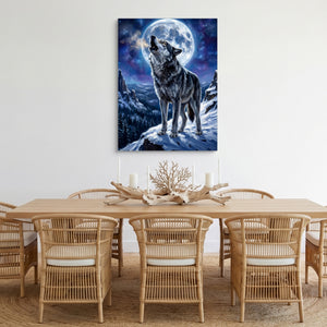 Wolf on Winter Ridge — wolf on winter ridge sq cozy dining room 1port flush print