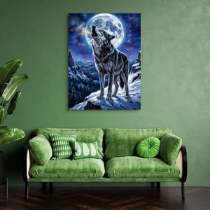 Wolf on Winter Ridge — wolf on winter ridge sq green couch 1port flush print