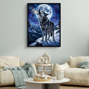 Wolf on Winter Ridge — wolf on winter ridge sq white couches 1port framed black