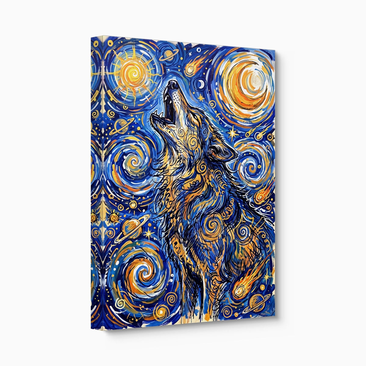 Wolf Over Starry Night - Luxury Wall Art