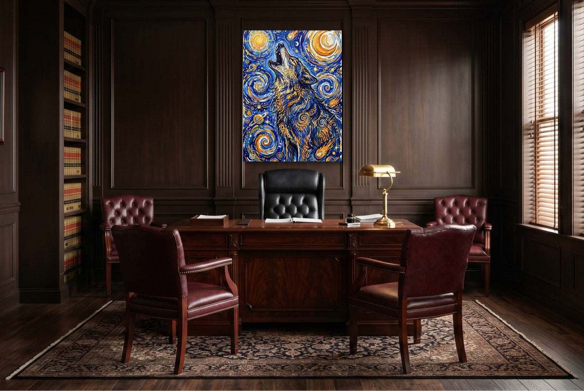 Wolf Over Starry Night - Luxury Wall Art