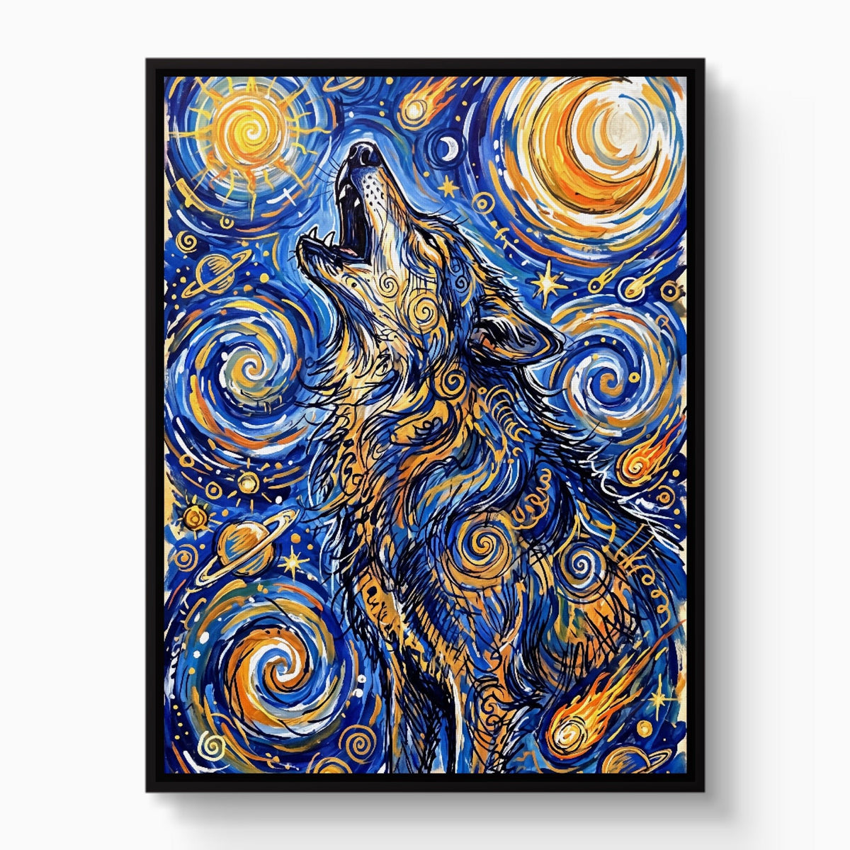 Wolf Over Starry Night - Luxury Wall Art