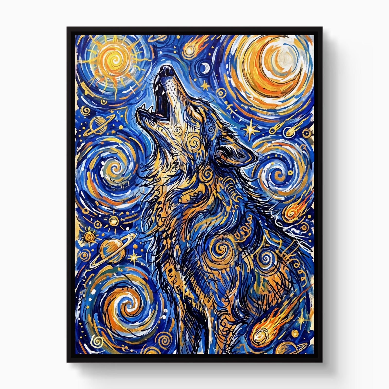 Wolf Over Starry Night - Luxury Wall Art