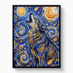 Wolf Over Starry Night - Luxury Wall Art