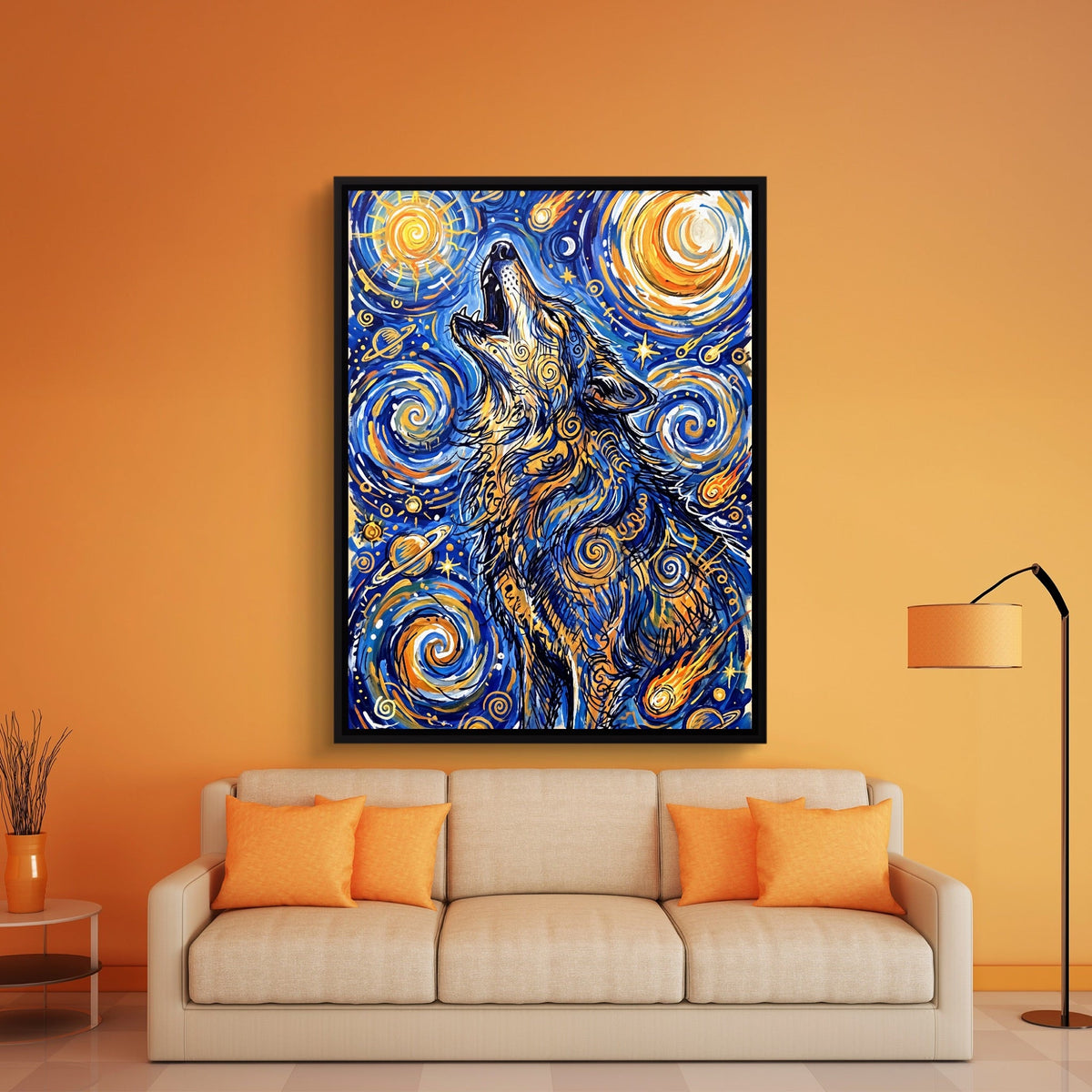 Wolf Over Starry Night - Luxury Wall Art