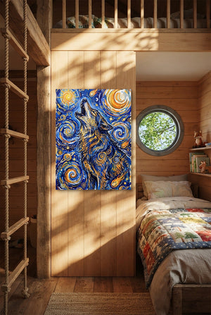 Wolf Over Starry Night - Luxury Wall Art