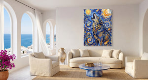 Wolf Over Starry Night - Luxury Wall Art