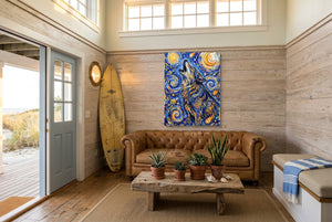 Wolf Over Starry Night - Luxury Wall Art