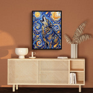 Wolf Over Starry Night - Luxury Wall Art