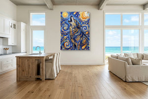 Wolf Over Starry Night - Luxury Wall Art