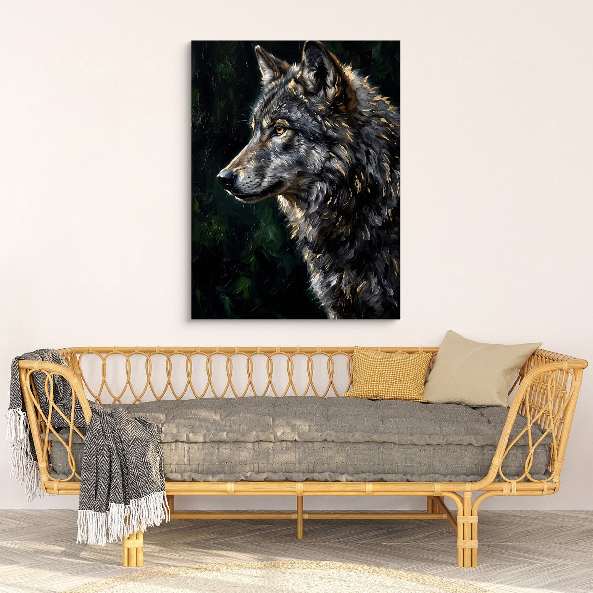 Wolf's Forest Watch — wolf's forest watch sq nice bench wall 1port flush print