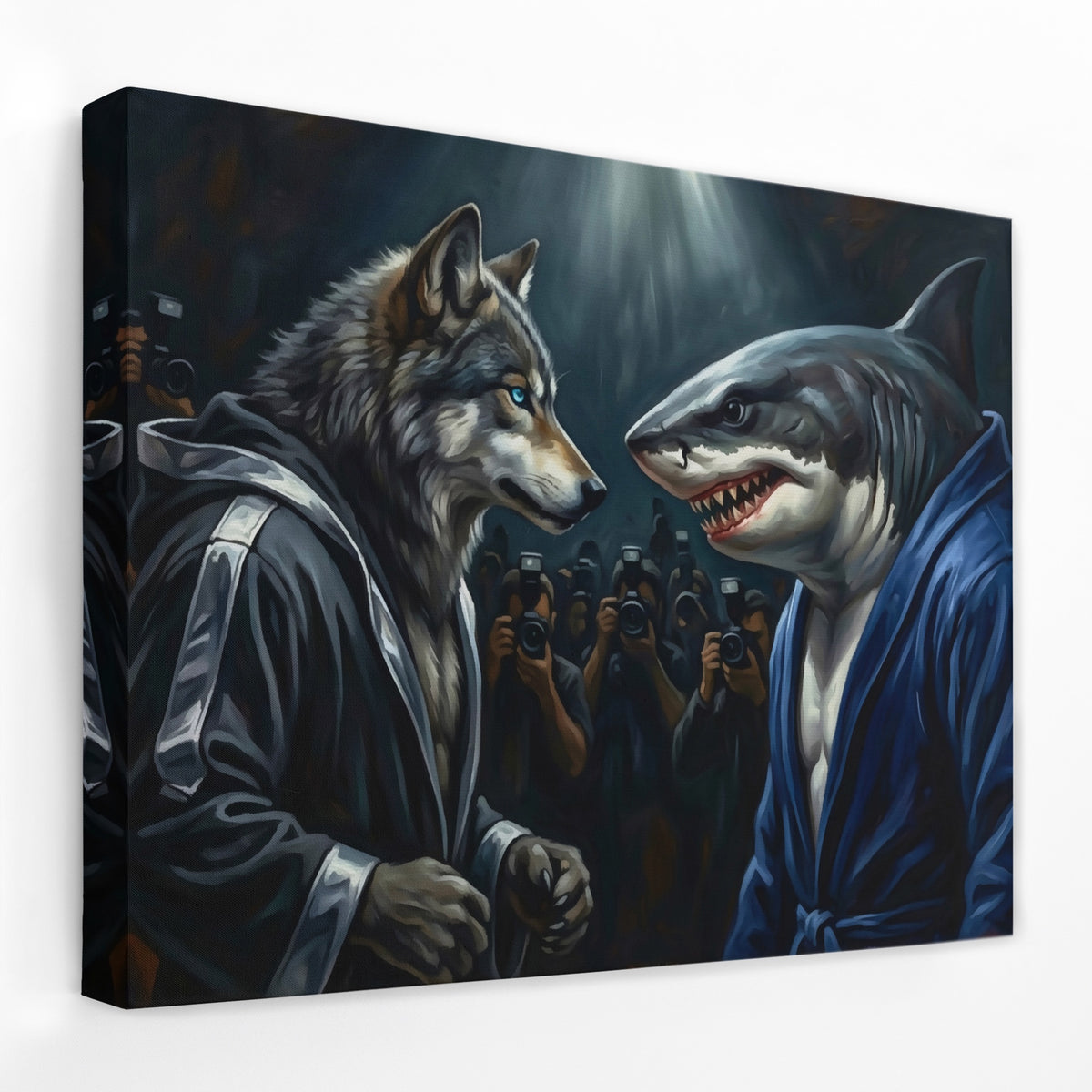 Wolf Shark Confrontation — Wolf Shark Confrontation Landscape   Side View   Mirror Wrap 190