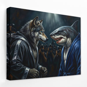 Wolf Shark Confrontation — Wolf Shark Confrontation Landscape   Side View   Mirror Wrap 190
