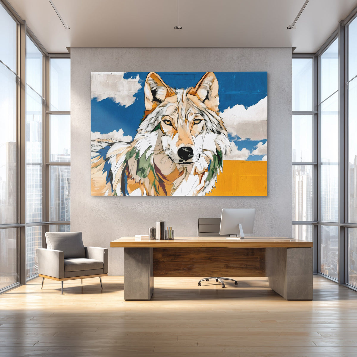 Wolf Through Copper Light - Luxury Wall Art
