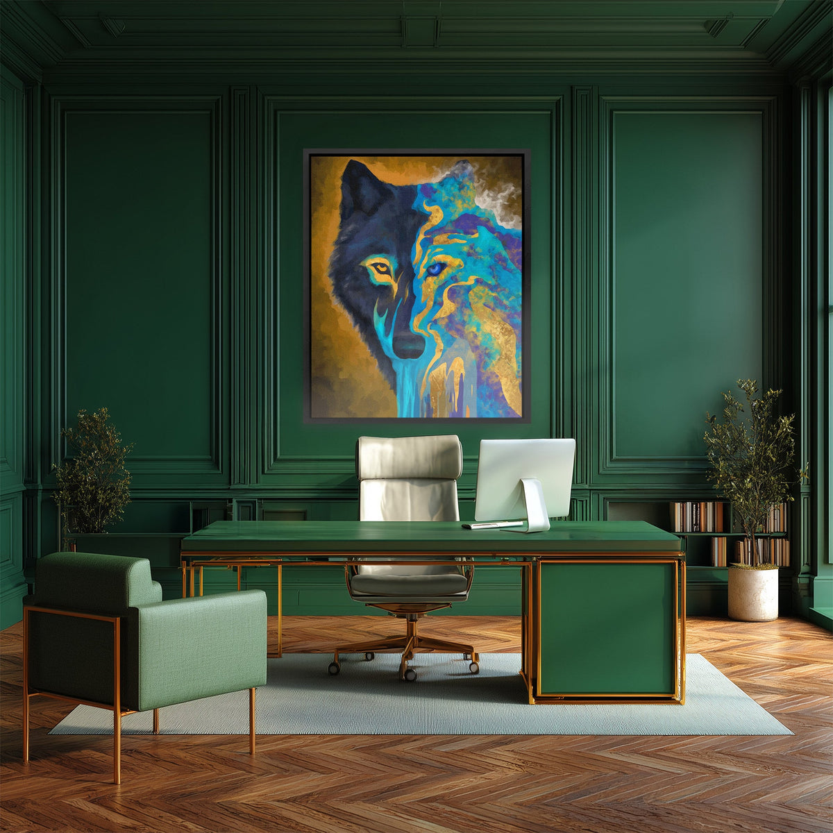 Wolf Turquoise Transformation - Luxury Wall Art