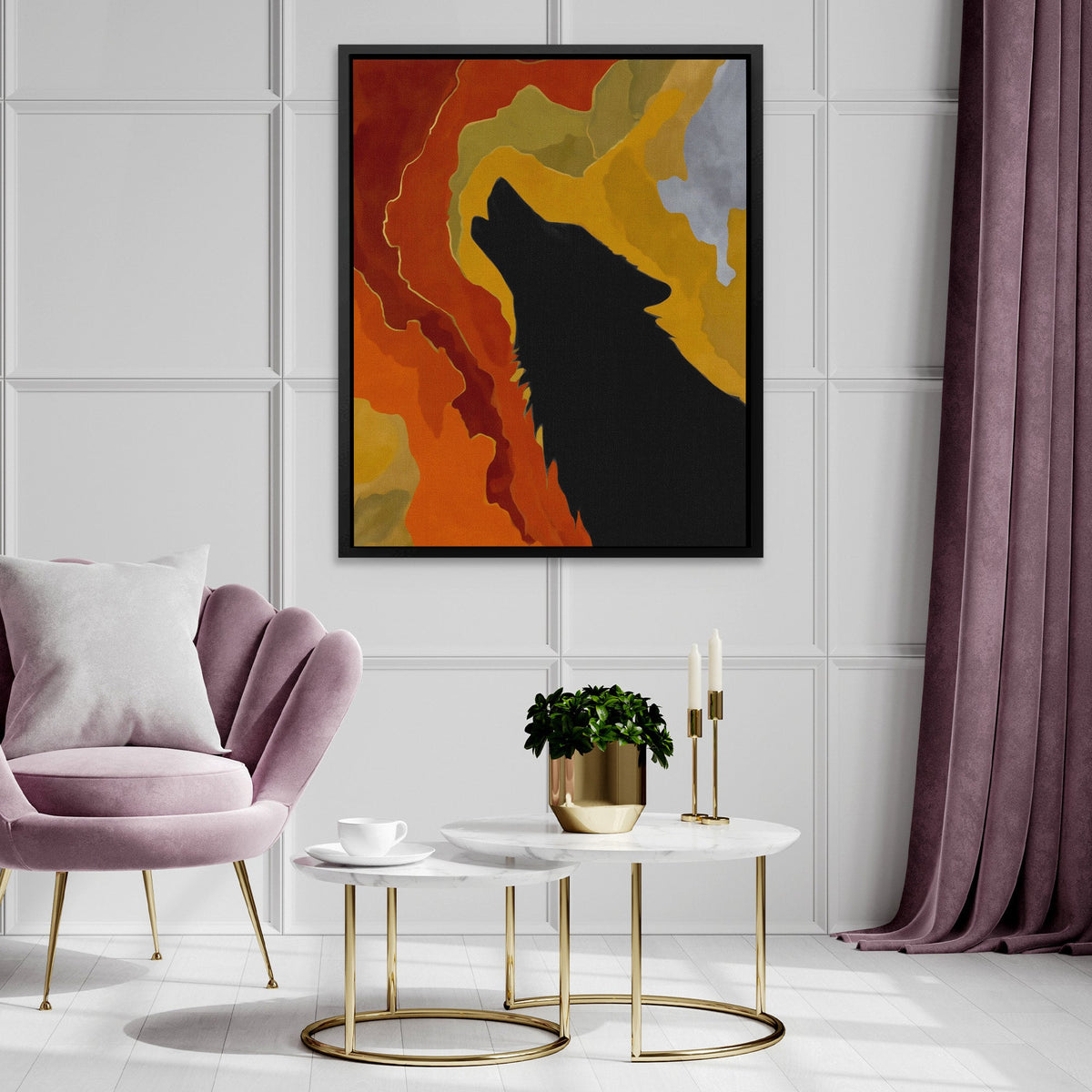 Wolf's Copper Call - Luxury Wall Art