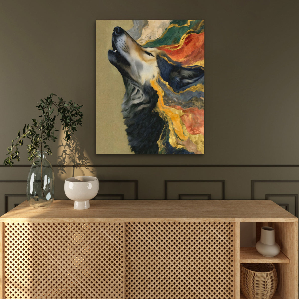 Wolf's Earthen Song - Luxury Wall Art