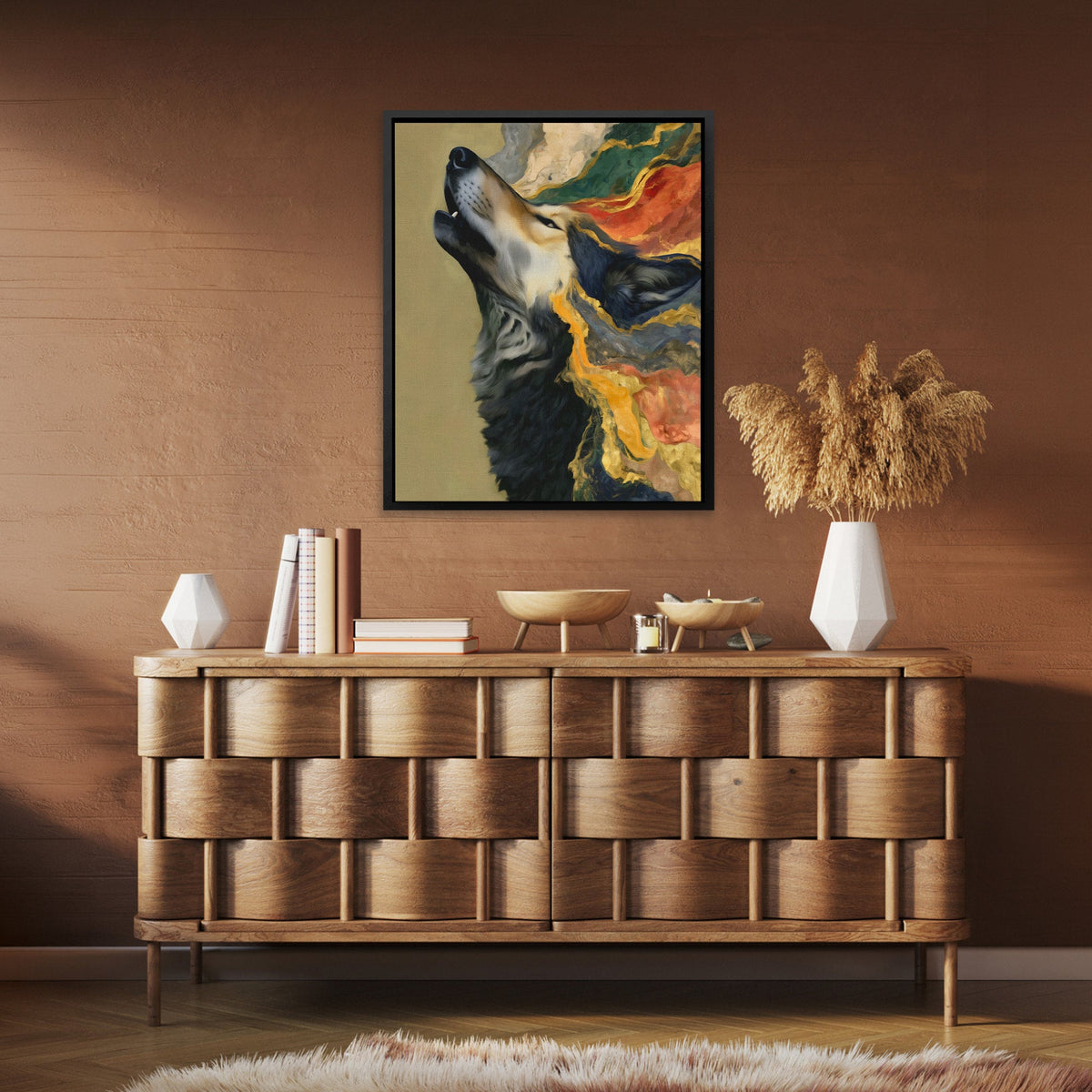 Wolf's Earthen Song - Luxury Wall Art