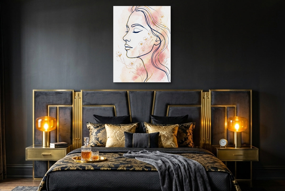 Woman Blushing Serenity — woman blushing serenity bedroom with window 2 1port flush print
